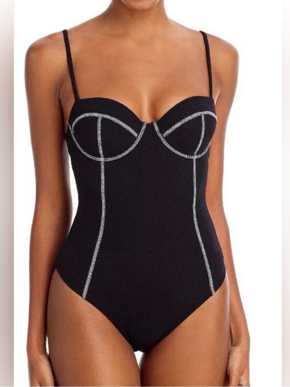 Onia Valerie Women's Black One-Piece Swimsuit with Contrast Stitching